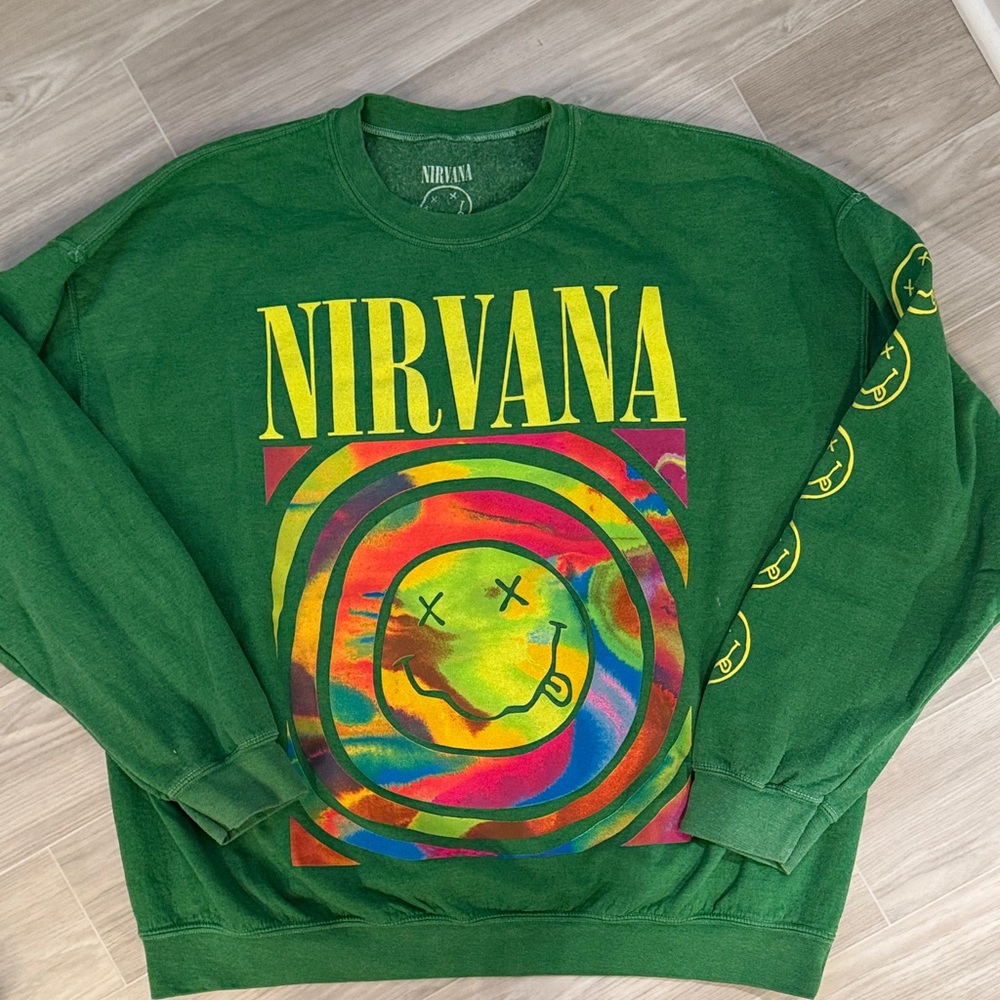 NIRVANA Green Crewneck with Vibrant Graphic